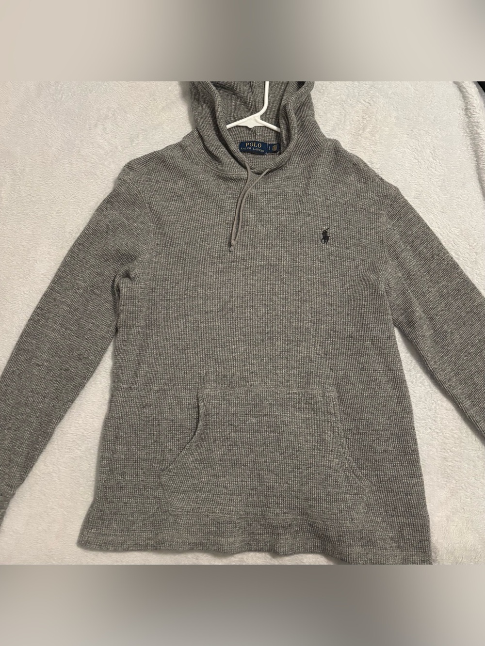 Men’s Polo Ralph Lauren Gray Waffle Knit Hoodie